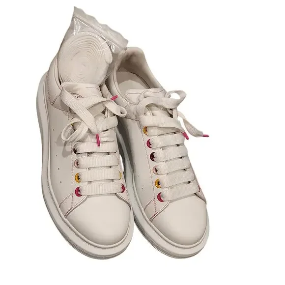 Alexander McQueen Oversized white leather rainbow sneakers size 11